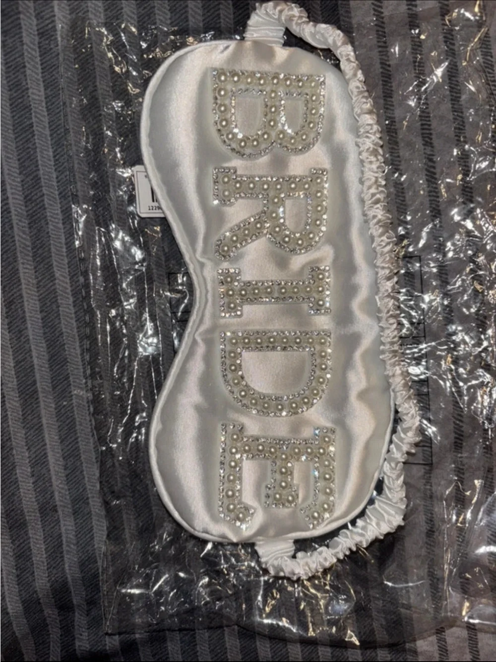 Bride Embellished Satin Sleep Mask - White